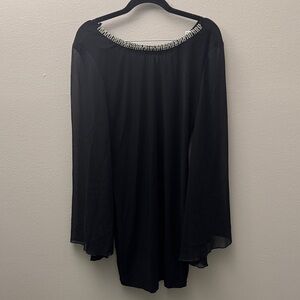 City Triangles Black Mini Dress with Beaded Neckline